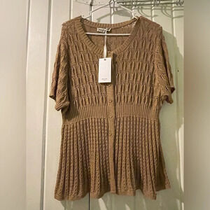 Grace Karin short sleeve button up sweater-2XL NWT